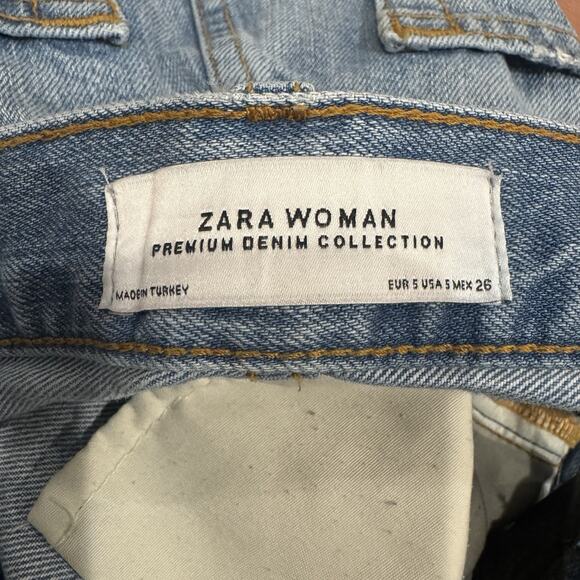 Zara Woman Distressed Light Wash Denim Skirt Size US 5 - Picture 6 of 12